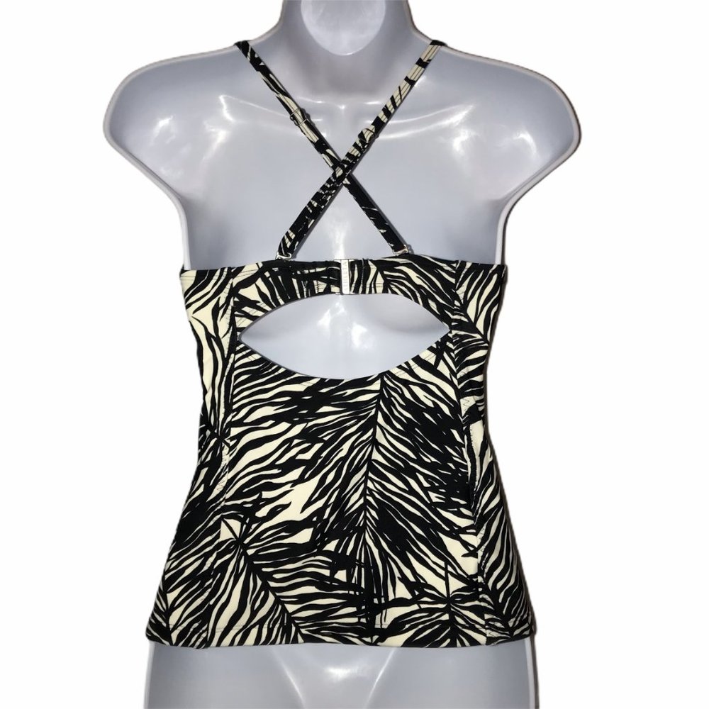 Athleta Black Hawaiian Leaf Tankini Top 34 B/C - Picture 6 of 8